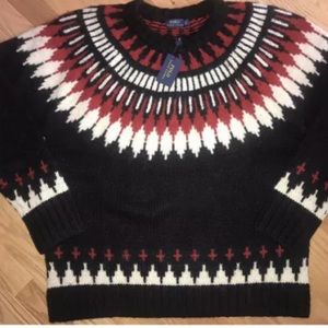 NWT $298 Polo Ralph Lauren  Women’s Sweater Native Indian, Rare, XL